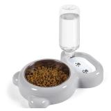 Dog Bowls, Cat Food and Water Bowl Set with Water Dispenser and Stainless Steel Bowl for Cats and Small Dogs - Grey