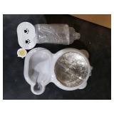 Dog Bowls, Cat Food and Water Bowl Set with Water Dispenser and Stainless Steel Bowl for Cats and Small Dogs - Grey