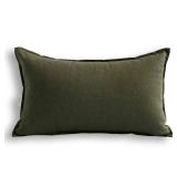 Jeanerlor Cotton Linen Square Decorative Throw Pillow Case Cushion Cover with Twin Needles Stitch on Edge,for Wedding Party Gift Car 12x20(30 x 50cm), Olive Green