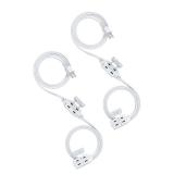 DEWENWILS 2 Prong Extension Cord 6 Ft, 3FT + 3FT Indoor Extension Cord, 2 Groups 3 Polarized Outlets with Safety Cap Protect for Home Office, White, 16/2 SPT-2, 2 Pack for Christmas