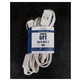 DEWENWILS 2 Prong Extension Cord 6 Ft, 3FT + 3FT Indoor Extension Cord, 2 Groups 3 Polarized Outlets with Safety Cap Protect for Home Office, White, 16/2 SPT-2, 2 Pack for Christmas