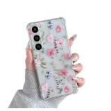 DEFBSC Soft Case Compatible with Samsung Galaxy S25, Clear Floral Flower Pattern Print Design Flexible TPU Shockproof Cover for Women Girls, Flower Protective Phone Case,Pink Cosmos