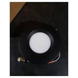 POWERASIA 1 Pack Black 5/6 Inch LED Can Lights with Night Light, 5CCT Retrofit Recessed Lighting Selectable 2700K-6000K Dimmable, 12W=75W, 1200LM Downlight with Metal Smooth Trim-ETL and Energy Star