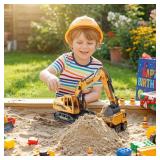 victob Metal ABS Plastic Excavator Toy, Diecast Manual Construction Equipment Digger Truck Model Toys for Boys Kids Ages 3-5 4-7 8-12 Christmas Birthday Gifts