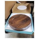 MAONAME Round Charger Plates, 13 Inch Brown Charger for Dinner Plates, Farmhouse Faux Wood Plate Chargers, Rustic Table Chargers for Weddings, Party