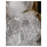 Kathfly 4 Pcs Christmas Acrylic Reindeer Figurines Decoration Reindeer Ornaments with Green Mistletoe and Red Bell Berries Clear Deer Statue for Xmas Holiday Party Decor Table Top Centerpiece