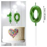 10th Birthday Candles Cake Number Candles Happy Birthday Cake Topper Decoration for Wedding Anniversary Celebration Favor, 3.54 Inches Total Length(Green)