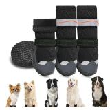 Lukovee Dog Shoes - Waterproof Fleece Lined Dog Boots for Large Small Medium Dogs, Reflective Booties with Non-Slip Rubber Sole for Rain Winter Cold Weather (Black,Size 2)
