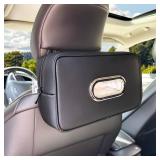 Noaman Upgraded Large Car Tissue Holder Premium PU Leather Tissues Box Cover Backseat Rectangular Napkin Holder for Car Fits for 120 Standard Kleenex Tissues Box for Car Organization Accessories Black