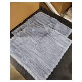 Pallene Faux Fur Plush Throw Pillow Covers 18x18 Set of 2, Luxury Soft Fluffy Striped Decorative Pillow Covers for Sofa, Couch, Living Room, Blue Grey