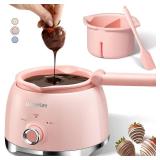LUSHYUM Chocolate Melting Pot Candy Melts Melter with 2 Insert Pots and Spatula, 4 Cups Capacity Warmer Machine, Ideal Dipping Tool Kitchen Supplies for Making Cake Pop Covered Strawberries Fondue