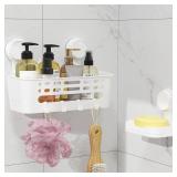 Lifewit Suction Cup Shower Caddy + Soap Dish, Removable 10.4(26cm) Basket and Bar Soap Holder for Inside Shower, NO-Drilling Bathroom Kitchen Organizers and Storage Rack for Shampoo, Set of 1