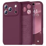 Vooii Magnetic for iPhone 17 Pro Max Case, Compatible with Magsafe (Premium Liquid Silicone) (Integrated Camera Control Button) Full Body Protective Anti-Scratch Microfiber Lining 6.9 inch, WineRed