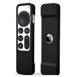 TOKERSE Case Compatible with Apple TV 4K Siri Remote 2021 2022 - Soft Silicone Remote Case Cover Sleeve Skin Compatible with Apple TV 4K / HD Siri Remote Controller (2nd & 3rd Gen) - Black
