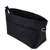 Time Wing Handbag Tote Purse Organizer Insert Bag Liner Shaper Divider Zipper 11 Pockets Compartments Small Black