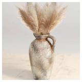 Ceramic Rustic Vase for Home Decor, 9 Inch Terracotta Vases with Handle, Pottery Farmhouse Vase for Living Room, Shelf Decor, Table Decoration