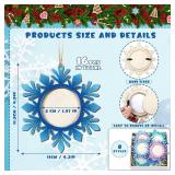 Yalikop BULK Christmas Photo Frame Ornaments Wooden Nutcrackers Santa Snowman Snowflake Picture Frame Tree Decoration DIY Photo Keepsakes for Xmas Party Decorations Winter Holiday Gift (Snowflake)