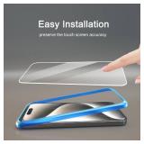 Ailun 3 Pack Screen Protector for iPhone 15 Plus [6.7 inch] + 3 Pack Camera Lens Protector with Installation Frame,Case Friendly Tempered Glass Film,[9H Hardness] - HD