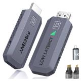 FIGEBNY Wireless HDMI Transmitter and Receiver 4K Decode 1080P Output Ultra Low Latency,Plug&Play 2.4G/5G Portable Extender, 165FT HD Display Adapter for TV Box/PC/Laptop/Projector/DV/Camera Grey