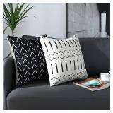 Throw Pillow Covers 24x24Inch, Pillow Covers 24x24,Squar Pillow Covers Set of 4 Boho Modern Farmhouse Neutral Decorative Pillowcases Linen Cushion Case for Couch, Bed, Home Decor