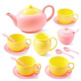 JOYIN BULK Pretend Tea Party Set, Pink Plastic Tea Set, Mini Kitchen for Kids, Gifts for Toddler Boys Girls, Gift for Christmas