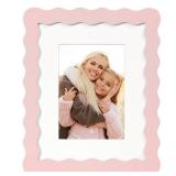 NWDCLF 8x10 Cute Picture Frame, Wavy Curved Photo Frame with 5x7 Mat and Real Glass, Unique Funky Frame for Table and Wall Display, Home Office Desk Decoration Art, Baby Girl Gift (8x10, Light Pink)
