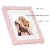 NWDCLF 8x10 Cute Picture Frame, Wavy Curved Photo Frame with 5x7 Mat and Real Glass, Unique Funky Frame for Table and Wall Display, Home Office Desk Decoration Art, Baby Girl Gift (8x10, Light Pink)