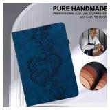 TUOLISG Case for Kindle Fire HD 8 (2018/2017/2016,8th/7th/6th Generation) 8 inch, Multi-Angle Viewing Embossed Premium PU Leather Case with Card Slot for Kindle Fire HD 8 8th Generation, Dark Blue