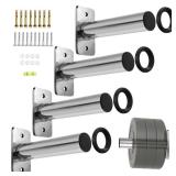 Wall-Mounted Barbell Plate Weight Bracket, Stainless Steel Olympic Weight Plate Storage Rack, 275 lbs Capacity Rustproof Wall Mount Gym Organizer, Fitness Equipment & Barbell Weight Storage for Home &