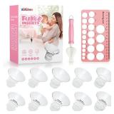 Flange Sizing Kit(10PCS) 13/15/17/19/21mm & Nipple Ruler & Cleaning Brush, Silicone Flange Insert for 24mm Flanges/Shield (Momcozy/Spectra/Bellababy), Breastfeeding Essentials for Moms