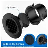 Hon&Guan Soffit Vents 4 Inch, Round Exhaust Air Vent Cover with Built-in Fly Screen for Bathroom Kithchen Office Home, Black