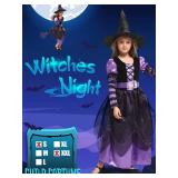 Narecte Halloween Witch Costume for Girls - Purple, Size S SMALL HOLE IN THE HAT
