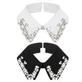 Geyoga 2 Pcs Dickey Rhinestones Collar for Women Detachable Fake False Collar Choker White Black (Classic Style)