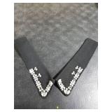 Geyoga 2 Pcs Dickey Rhinestones Collar for Women Detachable Fake False Collar Choker White Black (Classic Style)