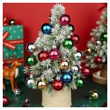 Colored Christmas Balls 24 Pack Set of 8 Decoration Living Room Garden Christmas Tree Multicolor Mini Ornaments Mini Glitter Ball Door Wall Xmas Tree Decor Supplies 1.2 inche