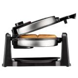 Chefman Rotating Belgian Waffle Maker, 180° Flip Iron w/ Non-Stick Plates, Adjustable Timer, Locking Lid, & Drip Plate, Space Saving Storage, Mess-Free Breakfast, Stainless Steel/Black