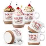 Yaomiao 6 Pcs Christmas North Pole Hot Chocolate Mug Hot Cocoa Coffee Mugs Christmas Santa Xmas Ceramic Cups with Handle Gift Mug for Women Men Employee Coworker