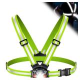 ISEYOU Running Lights for Runners, 500 Lumens Running Light with 45° Adjustable Tilt, 360° Reflective Vest & IPX4 Waterproof Rechargeable Light Up Gear for Night Walking/Cycling/Jogging/Hiking