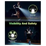 ISEYOU Running Lights for Runners, 500 Lumens Running Light with 45° Adjustable Tilt, 360° Reflective Vest & IPX4 Waterproof Rechargeable Light Up Gear for Night Walking/Cycling/Jogging/Hiking