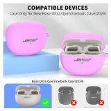 TUDIOW for New Bose Ultra Open Earbuds Case(2024), Silicone Shockproof Protective Cover for Bose Open Ear Wireless Earbuds Accessories with Carabiner (Purple)