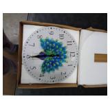 CHGCRAFT Peacock Wall Clock Non-Ticking Clock Round Decorative Wall Clocks Printed Clocks for Home Living Room Bedroom Home Office Decoration
