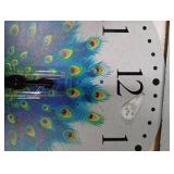 CHGCRAFT Peacock Wall Clock Non-Ticking Clock Round Decorative Wall Clocks Printed Clocks for Home Living Room Bedroom Home Office Decoration