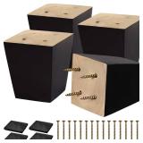 CODIN (5 Sizes: 3-4-5-6-8 Set of 4 Wood Furniture Legs - Square Sofa Legs, Couch Leg - Brown Mid-Century Modern Replacement Legs for Armchair Recliner Coffee Table Dresser (3)