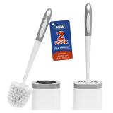 Holaloha Toilet Brush, 2 Pack Toilet Brush and Holder Set Bathroom Accessories, Toilet Bowl Brush and Holder for Bathroom, White