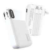 Portable Charger Built in Cables, AC Wall Plug In Portable Charger Power Bank 10000mAh Travel Battery Pack 22.5W Fast Charging for iPhone 16/15/14/13, Samsung Galaxy S24/S23/S22 Pixel LG iPad, White