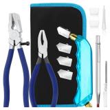 YOTINO Glass Cutting Tool Kit Includes Blue Grip Oil Feed Glass Cutter with 2 pliers, 3 Extra Replacement Head, Tungsten Scribe Engraving Pen, Screwdriver and Oil Dropper