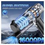 JONYJ Handheld Car Vacuum Cleaner Cordless, 16000PA Hand Held Vacuum Portable, 2 in 1 Air Duster and Mini Vacuum Cleaner Rechargeable with Led, Multi-Nozzles & Washable Filters for Home Office Car Pet