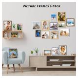 JDZIVTOP 7x9 Picture Frame Gold, Rustic Natural 9x7in Photo/Portrait/Poster/Art Frame, Wall Hanging/Tabletop, Horizontal/Vertical Display Gallery Family Wedding Memorial Pic Frame Gift