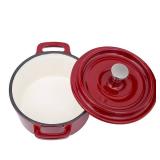 Flavehc Mini Cocotte 16 oz Mini Dutch Oven 0.5 qt. Cast Iron Garlic Roaster for Oven Garlic Confit Pot Ramekins with Lids Oven Safe Set of 2, Red