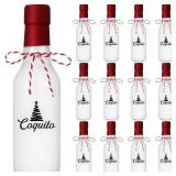 Sieral 12 Pcs Christmas Coquito Swing Top Glass Bottle with Lid 5 oz Clear Flip Top Beer Brewing Bottle with Airtight Cap Heat Shrink Cap and Rope for Homemade Milk Eggnog Drinks Xmas Party(Classic)